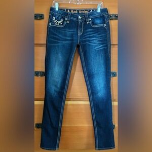 Rock Revival Calli Skinny Jeans Women’s 28 Dark Wash Stretch Flap Pocket RR